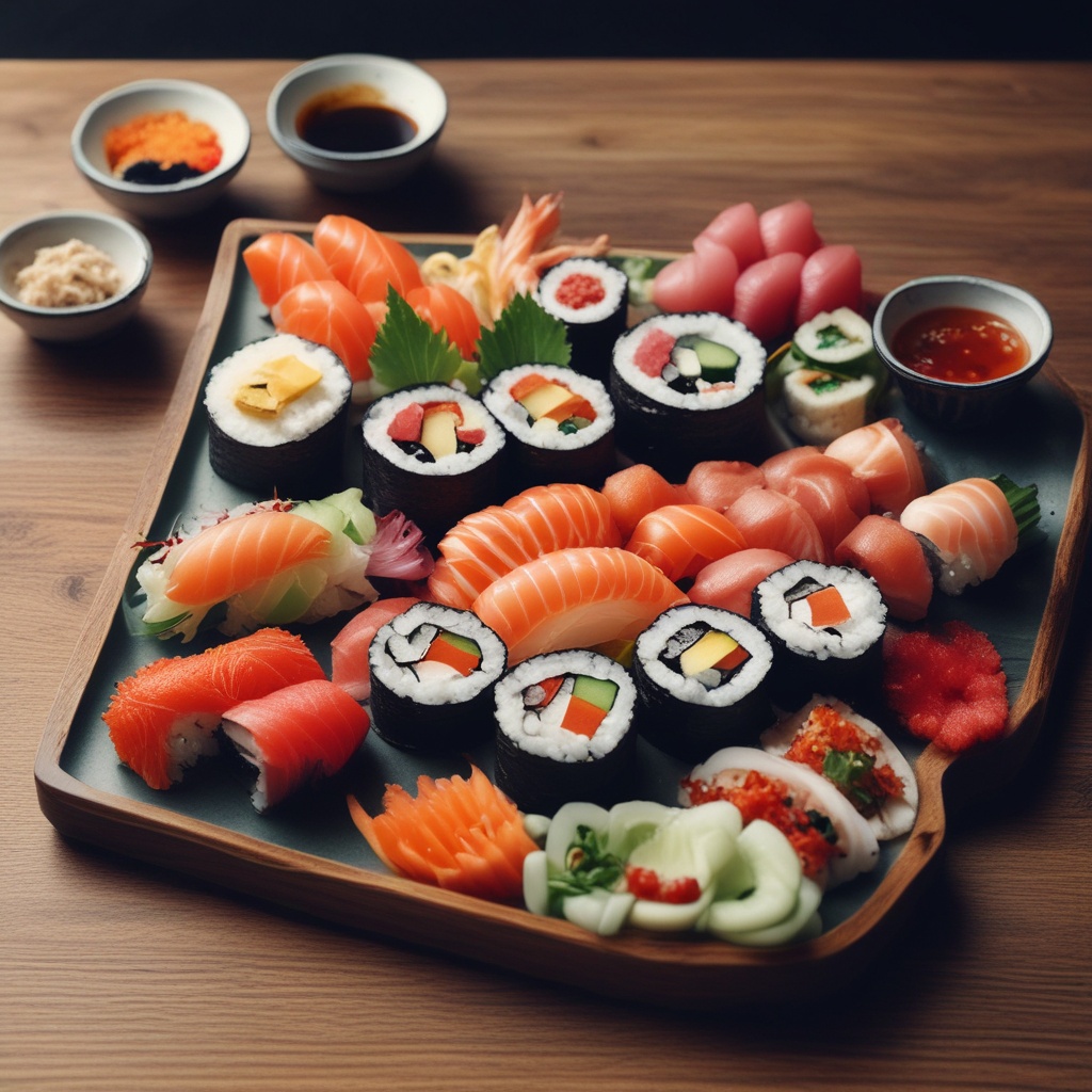 A luxurious and appetizing sushi platter